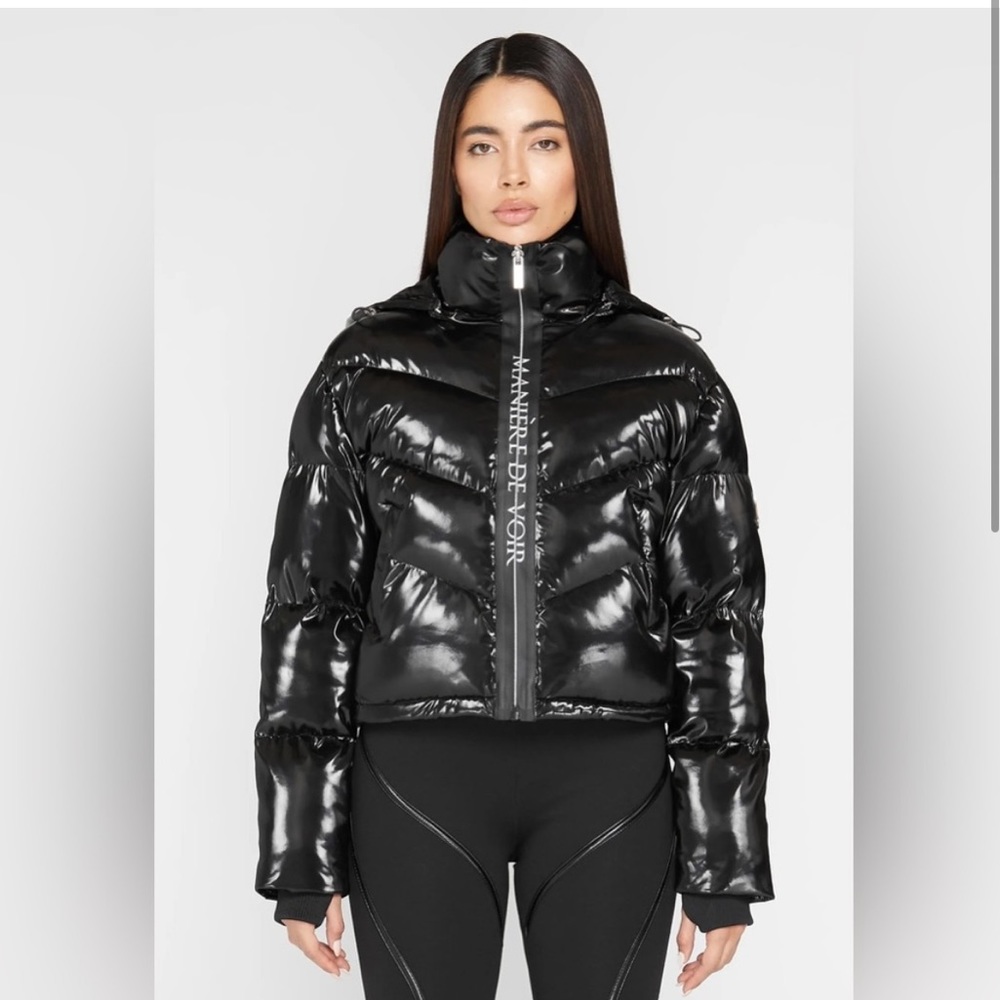 Manière De Voir High Shine Puffer Jacket - Black